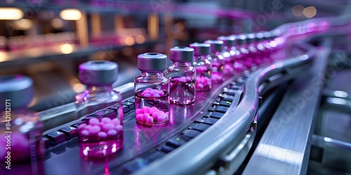 Precision in Pharmaceutical Machines Filling Vials with Crucial Substances for Medicines. Concept Pharmaceutical Machines, Precision Filling, Vial Filling, Crucial Substances, Medicines