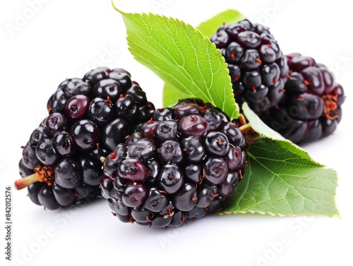 Bunch of mulberries with gr...