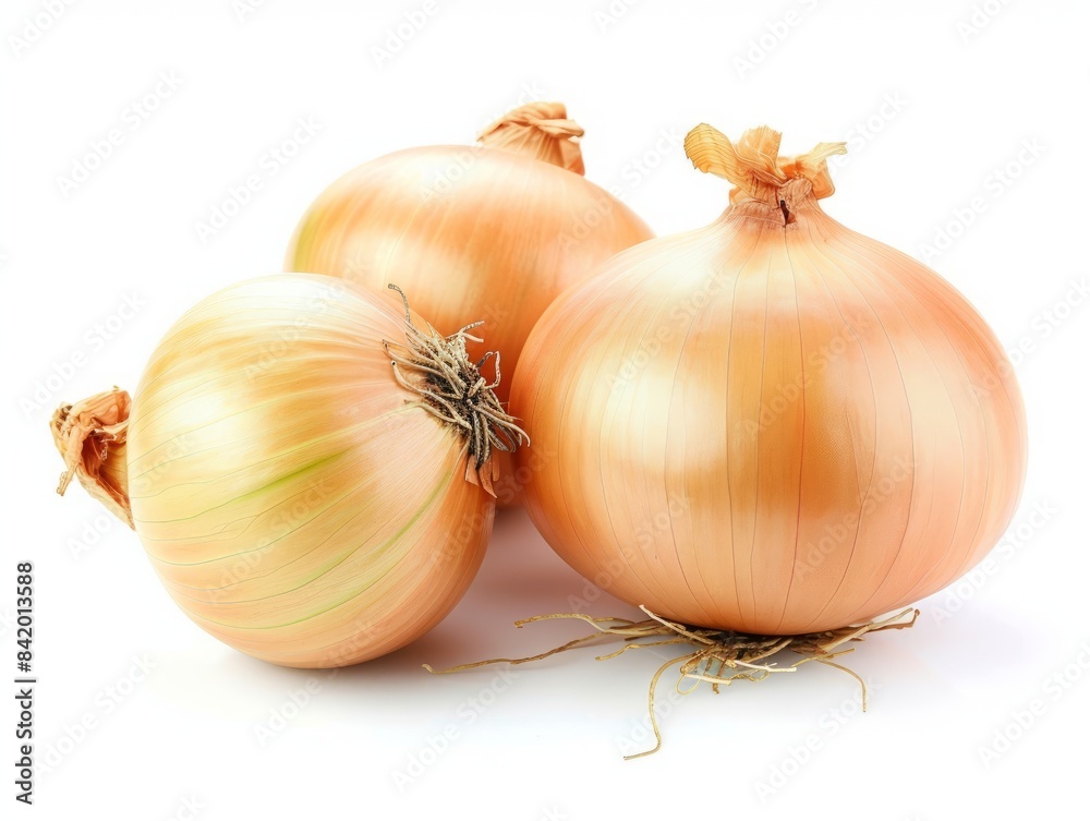Fototapeta premium Onions on a white background.