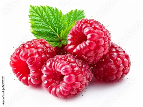 Raspberries with leaves iso...