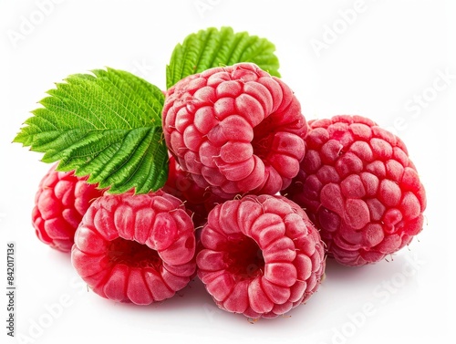 Raspberries with leaves iso...