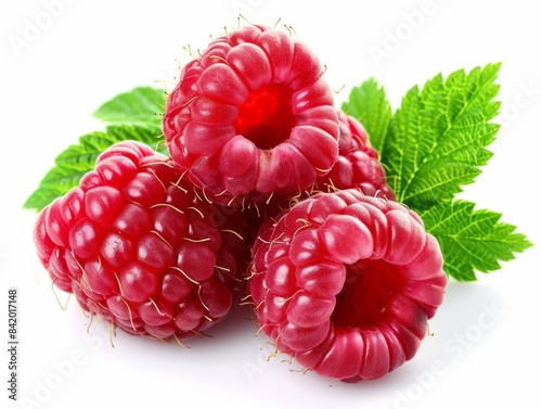 Raspberries with leaves iso...