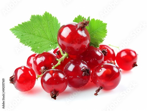 Redcurrant with leaves isol...