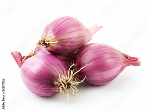 Shallot onions on a white b...