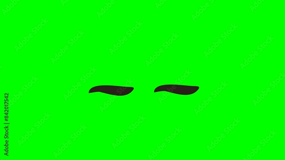 Cartoon simple blinking looking eyes on green screen insert, chroma key green screen graphics motion.. Super high resolution.