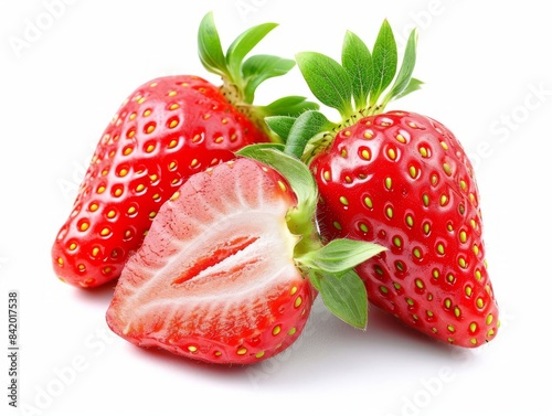 Strawberry with leaves isol...