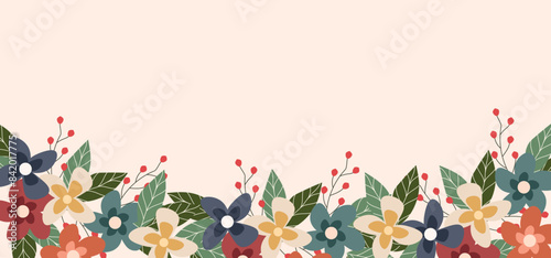 Εκτύπωση καμβά Colorful Spring Flowers Flowery Background. Vector illustration