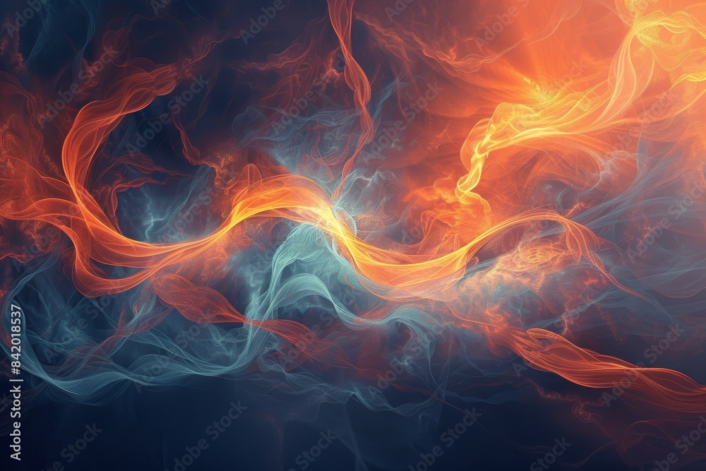 Obraz premium Colorful abstract digital art with dynamic flame-like waves