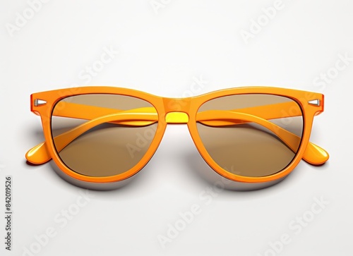 A pair of stylish orange sunglasses on a neutral background © Darcraft