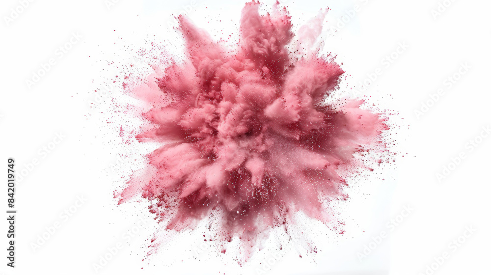 Cloud of pink powder exploding on a white background creating an abstract texture Cloud of pink powder exploding on a white background creating an abstract texture