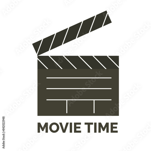 Movie time. Clapperboard on a white background. Flat vector illustration