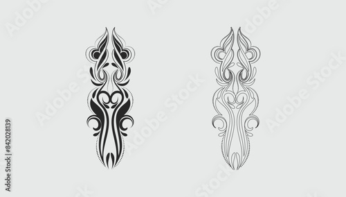 Vector hand drawn line art illustration.