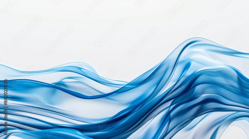 Fototapeta premium Flowing Blue Abstract Waves - Generative AI