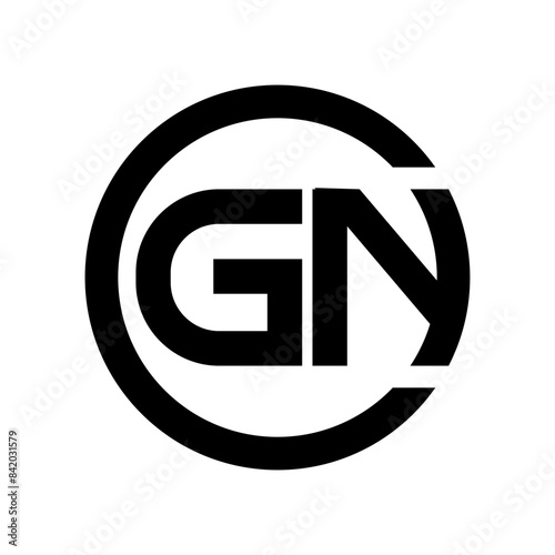 GN logo letter combination design in circle vector based