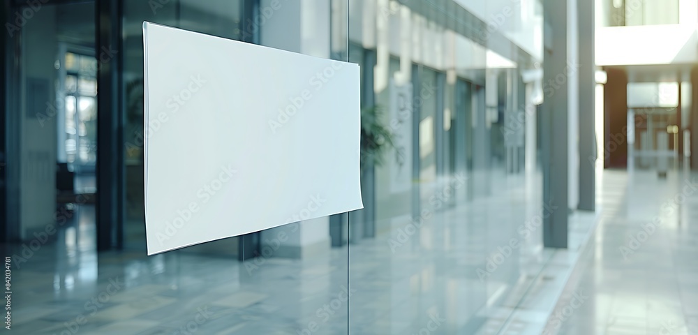 Glass wall: long, narrow blank paper for services. Glass wall: long, narrow blank paper for services.