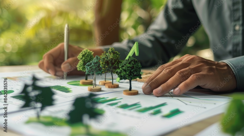 Fototapeta premium Sustainable Growth and Environmental Data Analysis, Generative AI