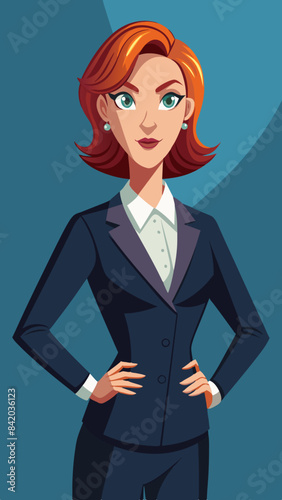 Businesswoman in a power suit standing confidently vector