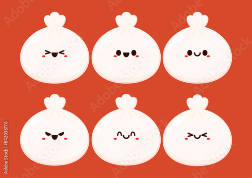 Chinese dumplings character design. Chinese dumplings is Chinese food. Bao cartoon.
