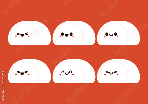 Mantou Chinese steamed bun. Mantou cartoon vector. Chinese food. Dim sum.