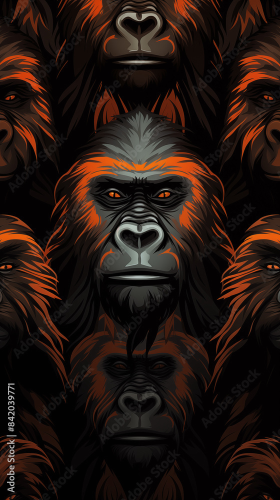 Abstract Image Pattern Background, Gorilla Apes, Texture, Wallpaper, Background, Cell Phone Cover and Screen, Smartphone, Computer, Laptop, 9:16 Format - PNG