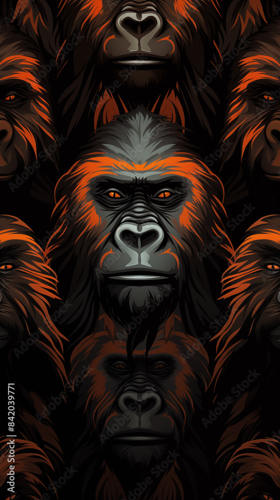 Obraz premium Abstract Image Pattern Background, Gorilla Apes, Texture, Wallpaper, Background, Cell Phone Cover and Screen, Smartphone, Computer, Laptop, 9:16 Format - PNG