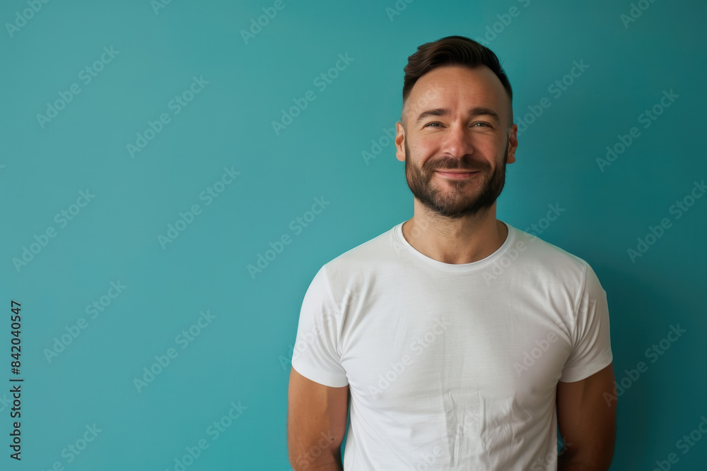 A close up portrait of a young man with a subtle smile A close up portrait of a young man with a subtle smile