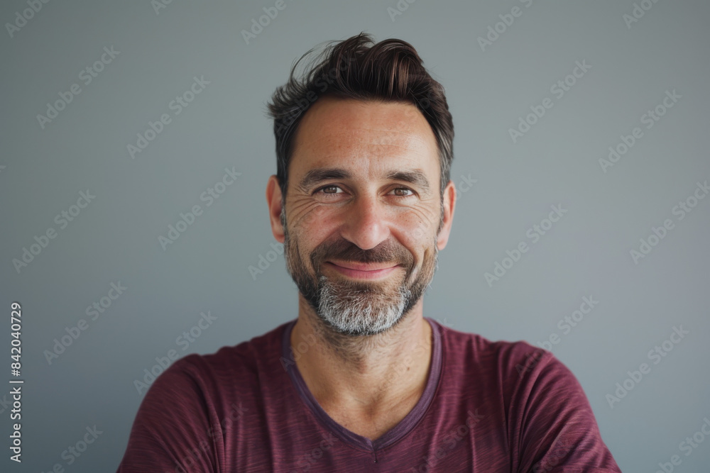 A close up portrait of a young man with a subtle smile A close up portrait of a young man with a subtle smile