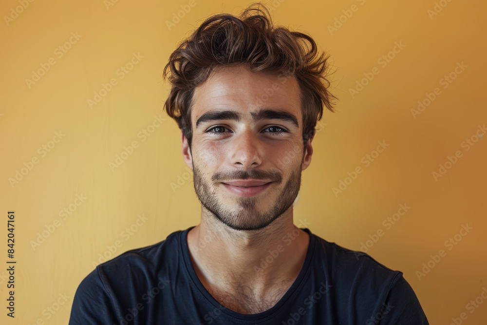 Obraz premium A close up portrait of a young man with a subtle smile