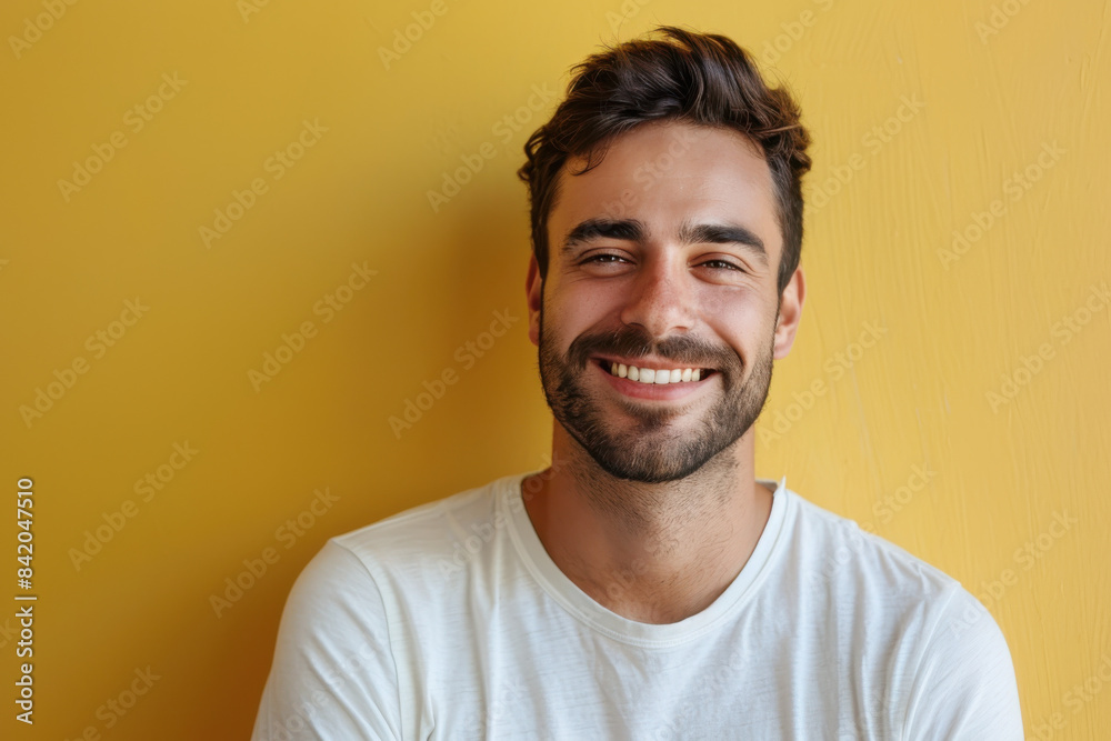 A close up portrait of a young man with a subtle smile A close up portrait of a young man with a subtle smile