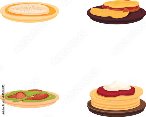 Australian food icons set cartoon vector. Various delicious australian dish. Traditional cuisine