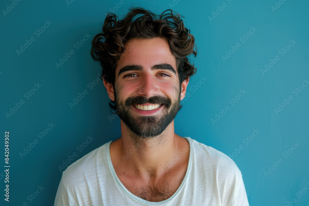 A close up portrait of a young man with a subtle smile A close up portrait of a young man with a subtle smile