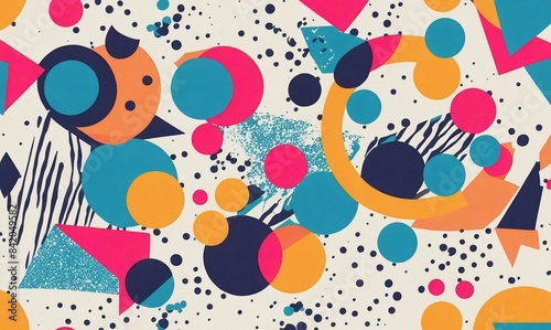 tapestry composed of colorful circular geometric shapes