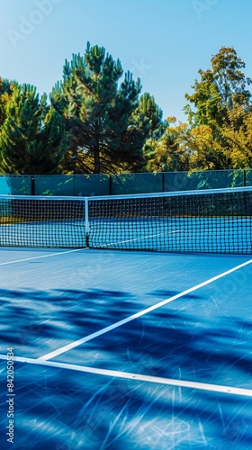 Wallpaper Mural Elegant summer tennis court with blue hard court surface and a clear net, ideal for stock images Torontodigital.ca