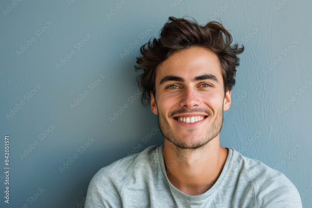 Fototapeta premium A close up portrait of a young man with a subtle smile
