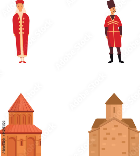Armenia icons set cartoon vector. Various symbol of armenia. Travel concept