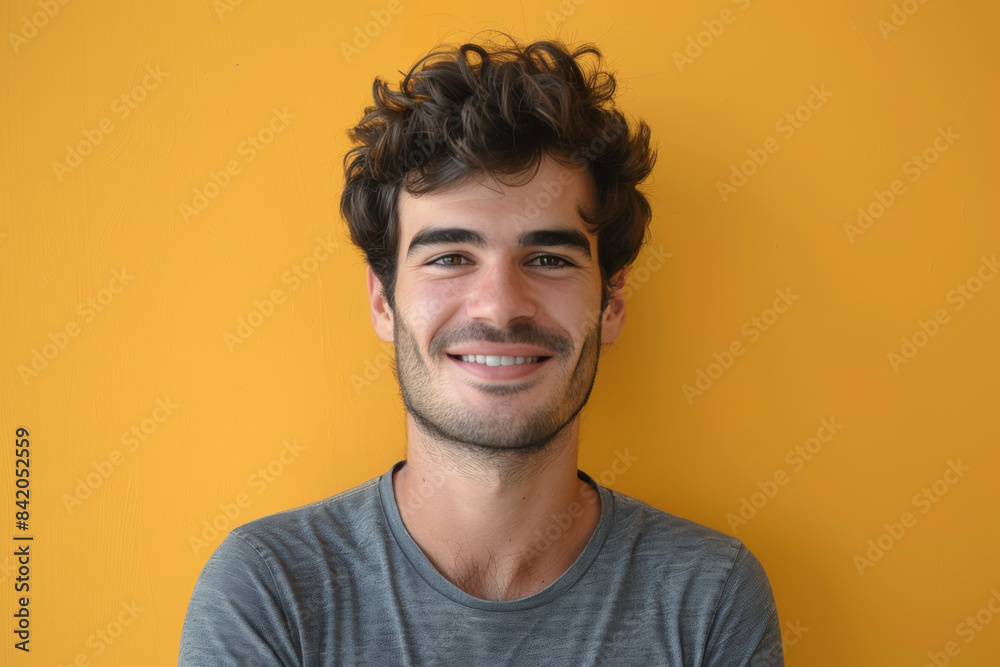 Fototapeta premium A close up portrait of a young man with a subtle smile