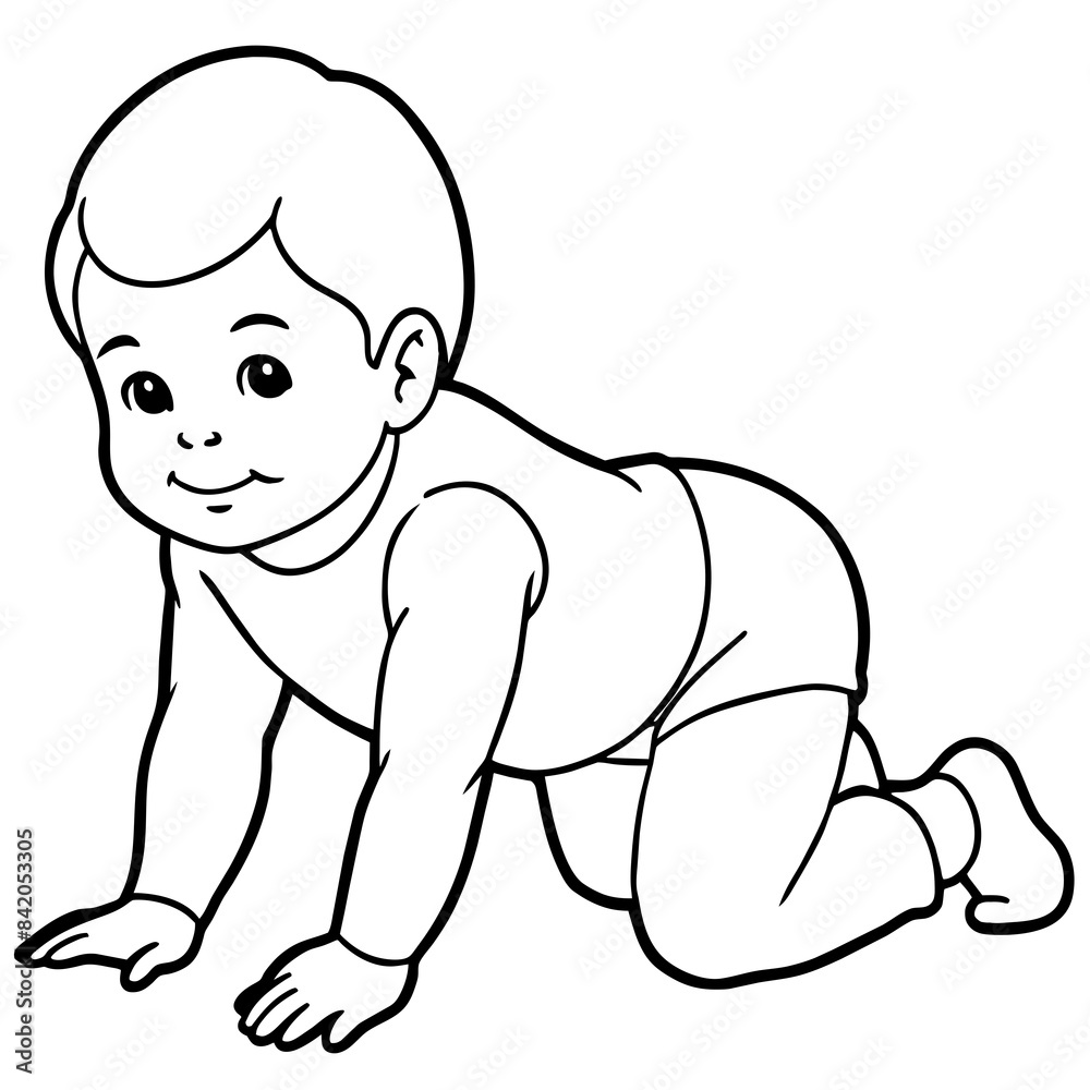 Fototapeta premium Child Crawling on Hands and Knees: Milestones and Tips for Parents
