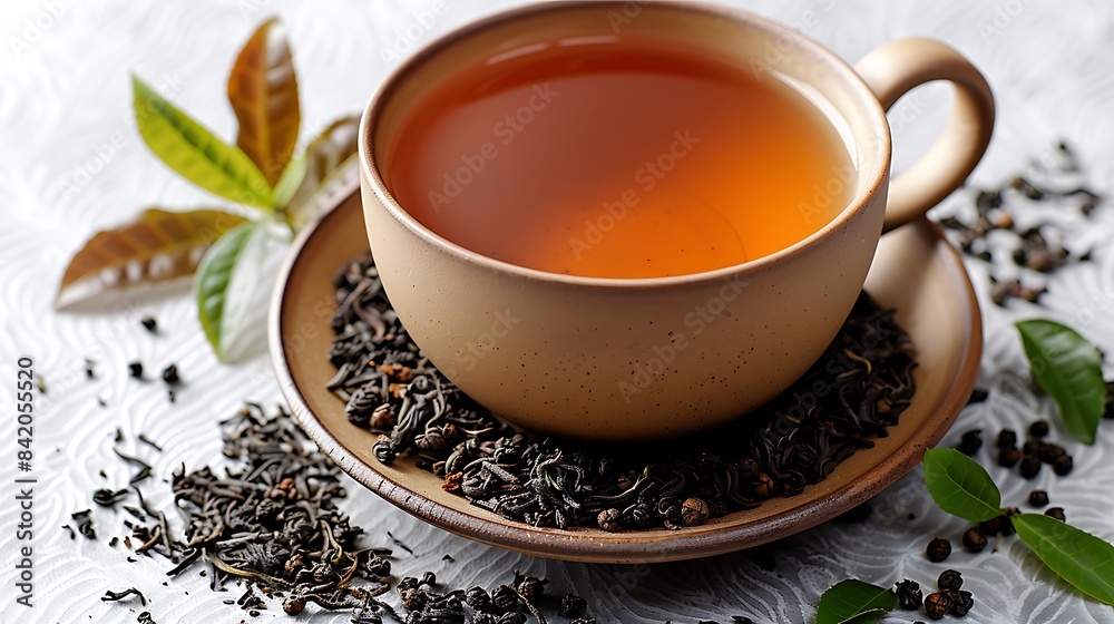 traditional cup of Darjeeling tea cut out on an isolated simple minimalist background traditional cup of Darjeeling tea cut out on an isolated simple minimalist background