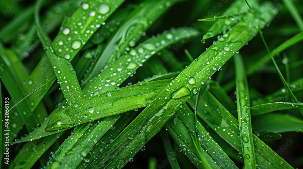 Water droplets on blades of grass Water droplets on blades of grass