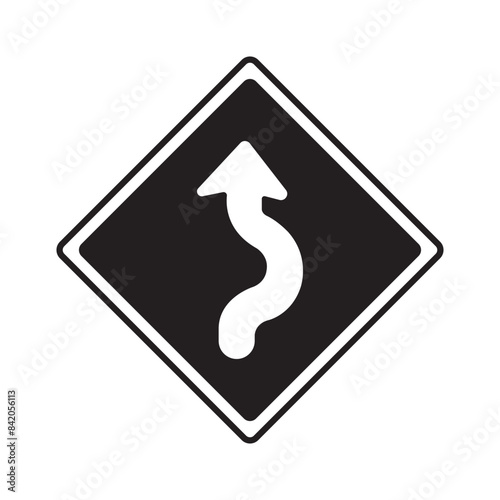 Winding road traffic sign icon vector illustration design template