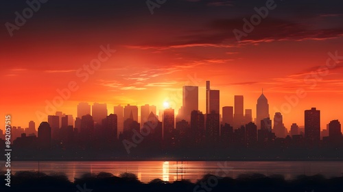 Panoramic view of the city of Philadelphia Pennsylvania USA at sunset