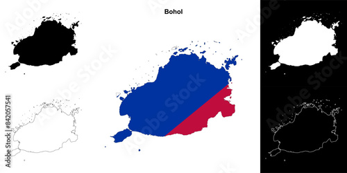 Bohol province outline map set