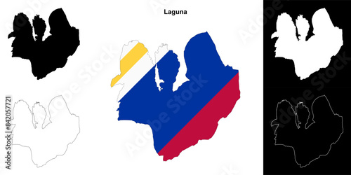 Laguna province outline map set