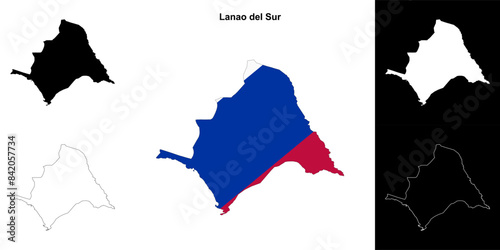 Lanao del Sur province outline map set photo