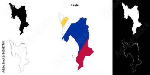 Leyte province outline map set