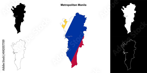 Metropolitan Manila province outline map set