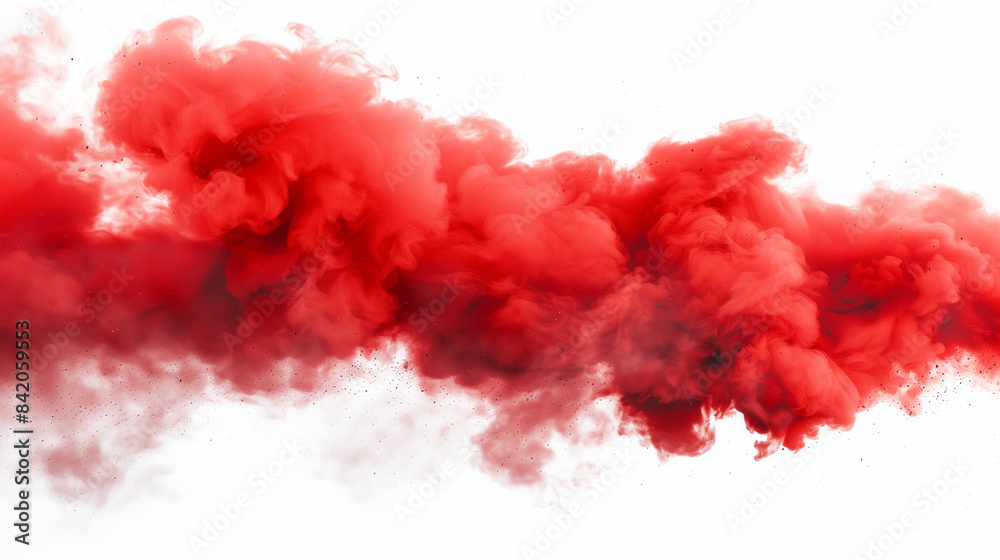 Red explosion smoke isolated on a white background Red explosion smoke isolated on a white background