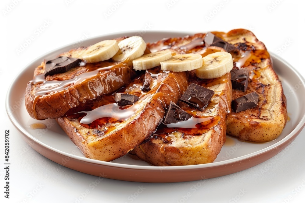 Gourmet Peanut Butter Mousse French Toast with Banana Bread and Chocolate Shavings Gourmet Peanut Butter Mousse French Toast with Banana Bread and Chocolate Shavings