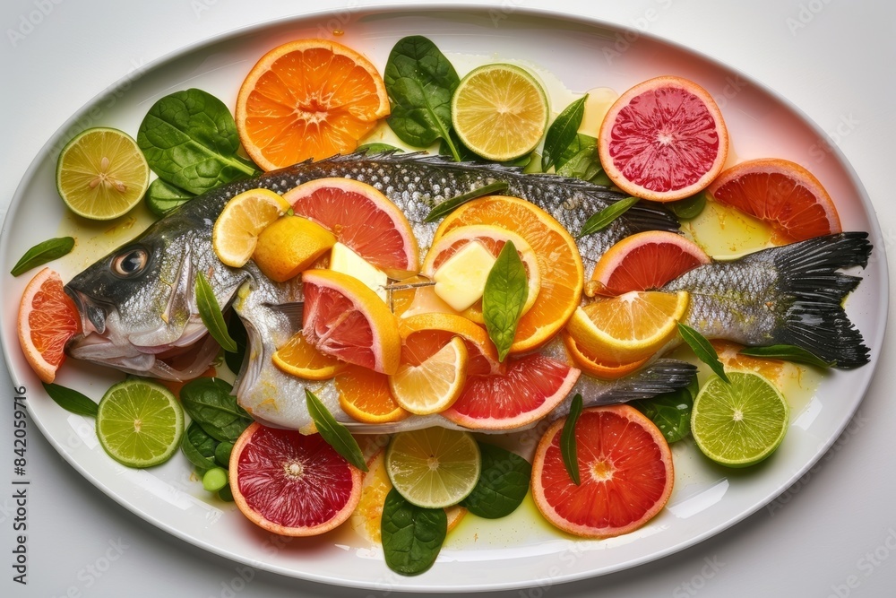 Whole Sea Bass with Vibrant Citrus and Fresh Spinach Whole Sea Bass with Vibrant Citrus and Fresh Spinach