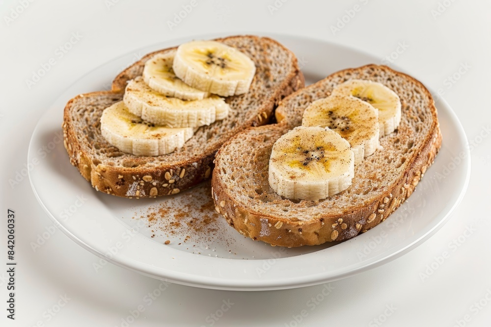 Tasty Banana and Cinnamon Breakfast Sandwich on Plate Tasty Banana and Cinnamon Breakfast Sandwich on Plate